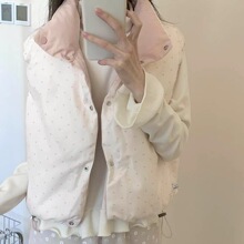 秋冬季新款保暖小众可爱双面穿棉服马甲+修身长袖打底衫女两件套