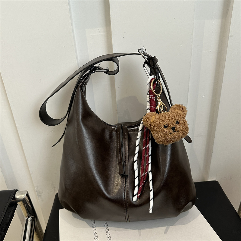 Coreano ancho cinturón de hombro bolso de mujer 2024 nueva gran capacidad retro versátil bolso de hombro bolso de viaje