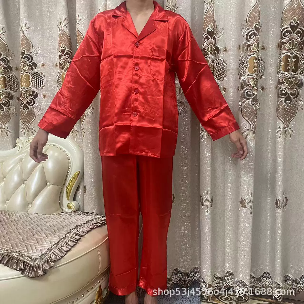 Красная пижама для невесты, базовые рукава, комплект, Гонконг, дракон и феникс