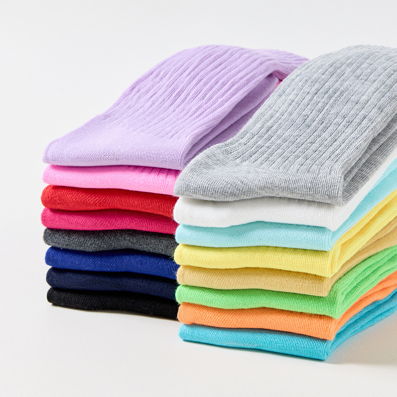 Calcetines para niñas, color sólido de alto valor, calcetines largos de tubo alto de marea callejera de todo fósforo, calcetines japoneses de primavera y verano transpirables y desodorantes