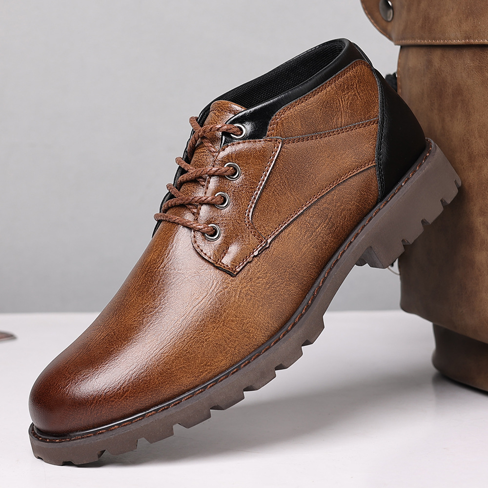 Men's boots Plus-size zipper short boots Men's shoes Autumn and winter high top shoes Desert work boots_voghion.com