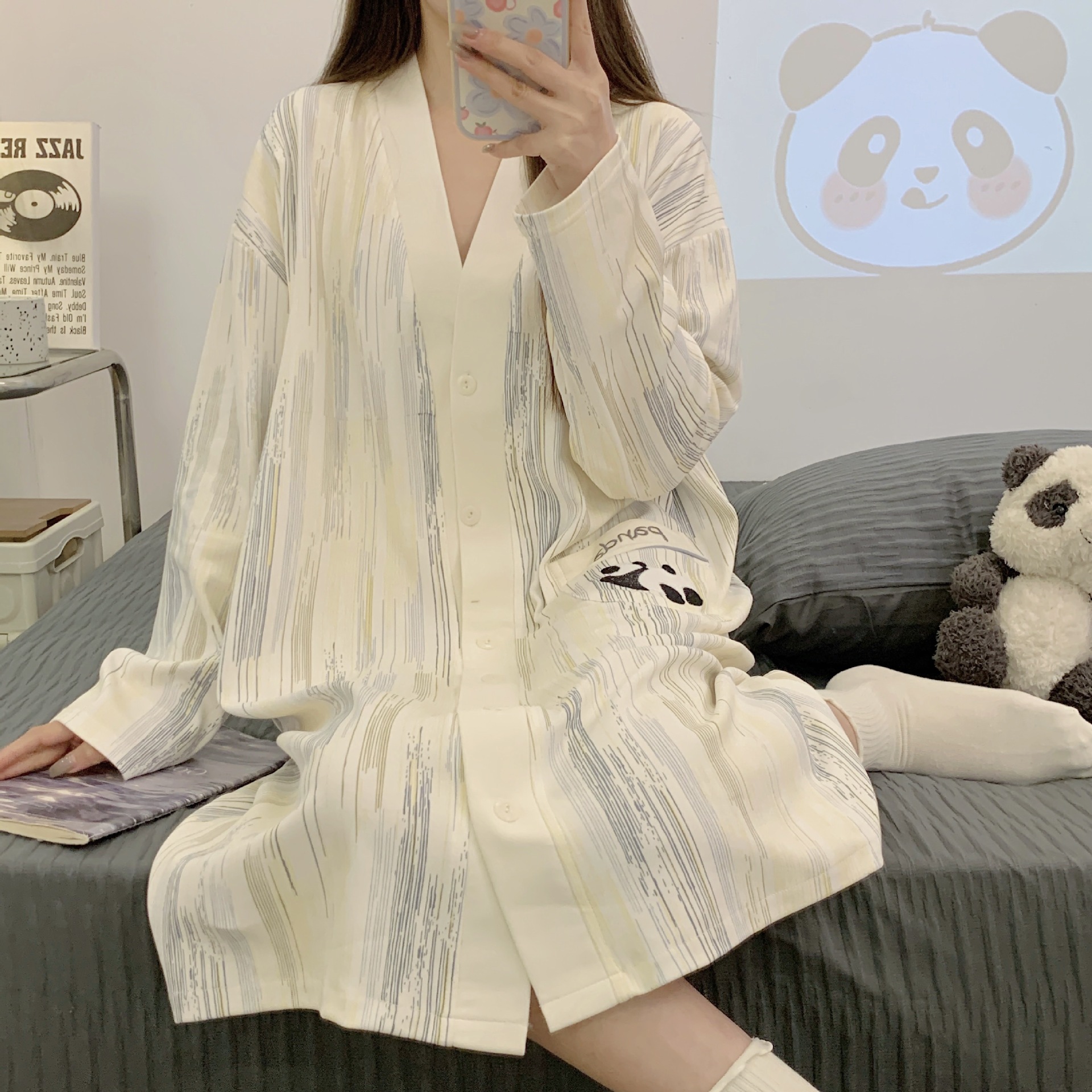 봄 가을 달 원피스 가슴 패드 임산부 잠옷 문 원피스 산후 모유 수유 원피스 배달 원피스 홈 원피스 배달 원피스