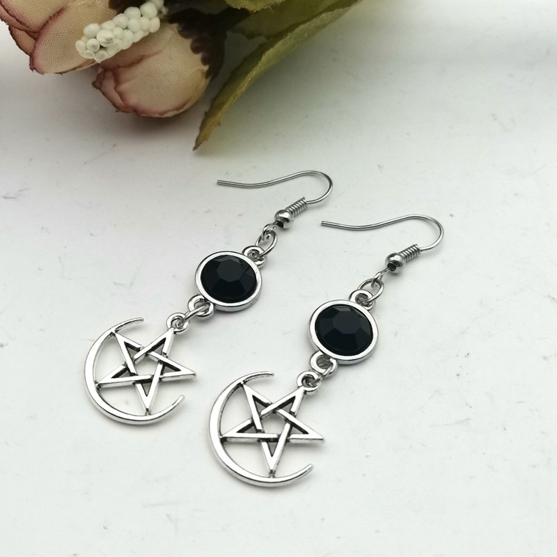 1 Pair Commute Star Inlay Metal Rhinestones Drop Earrings display picture 1