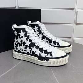 外贸AMIRI新款高帮五角星运动休闲帆布男款厚底走秀潮流百搭跨境