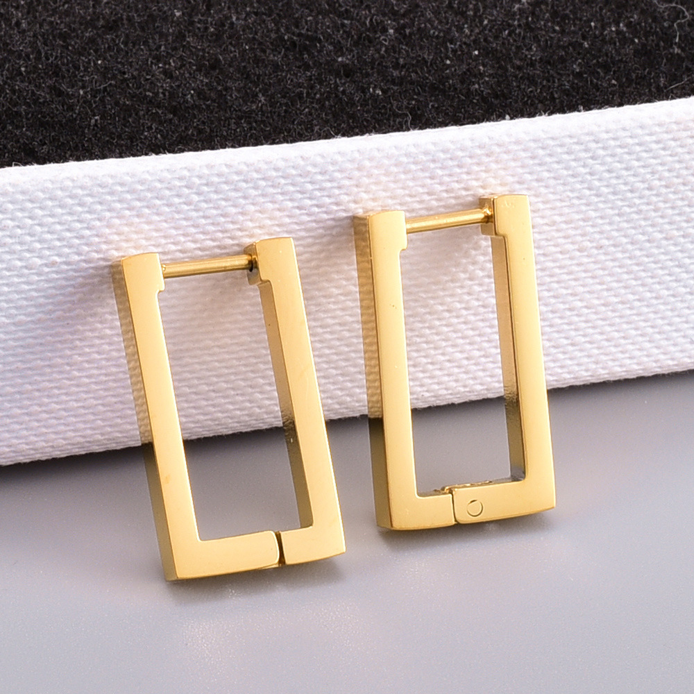 Wholesale Fashion Geometric Rectangular Titanium Steel Earrings display picture 2