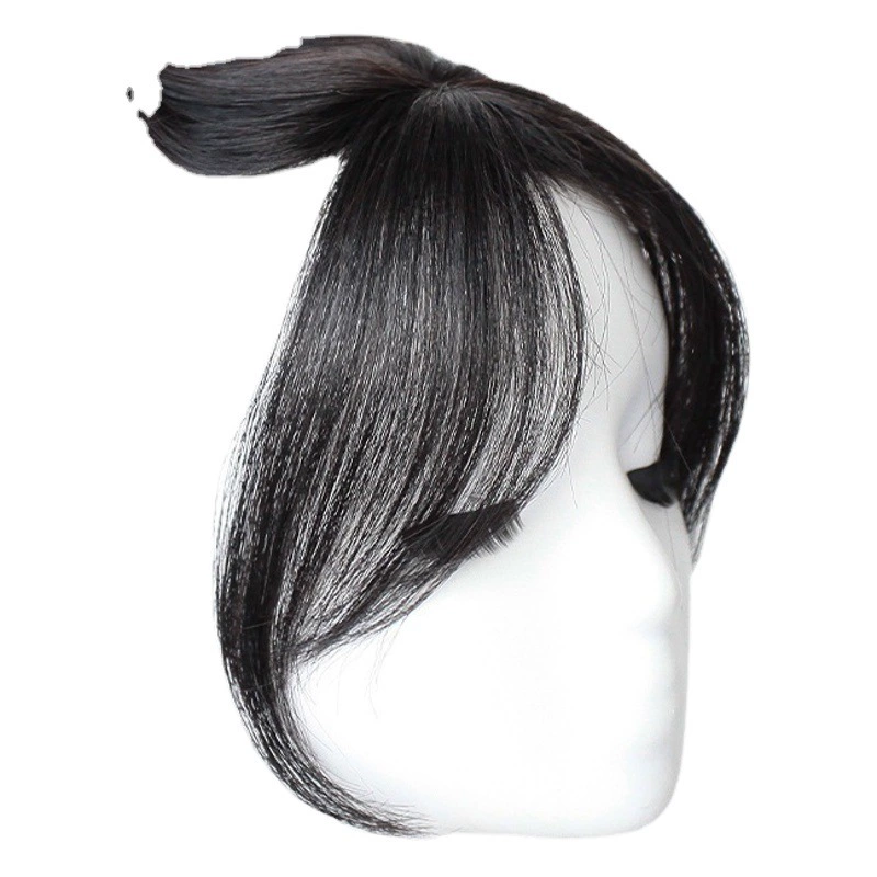 3D Восемь символов челка парик женский настоящие волосы натуральный лоб поддельные челка голова волосы патч, покрывающий парик из белых волос