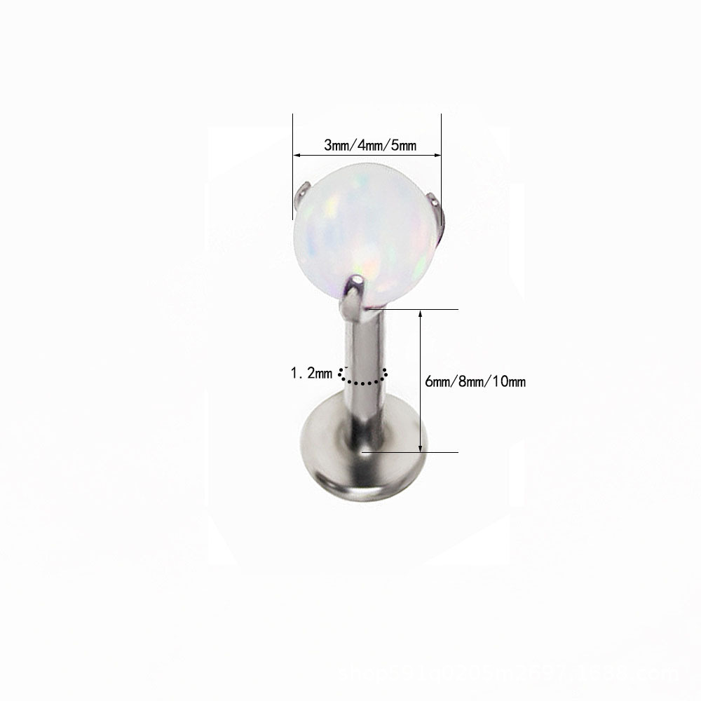 Silver pointed spike labret stud material detail