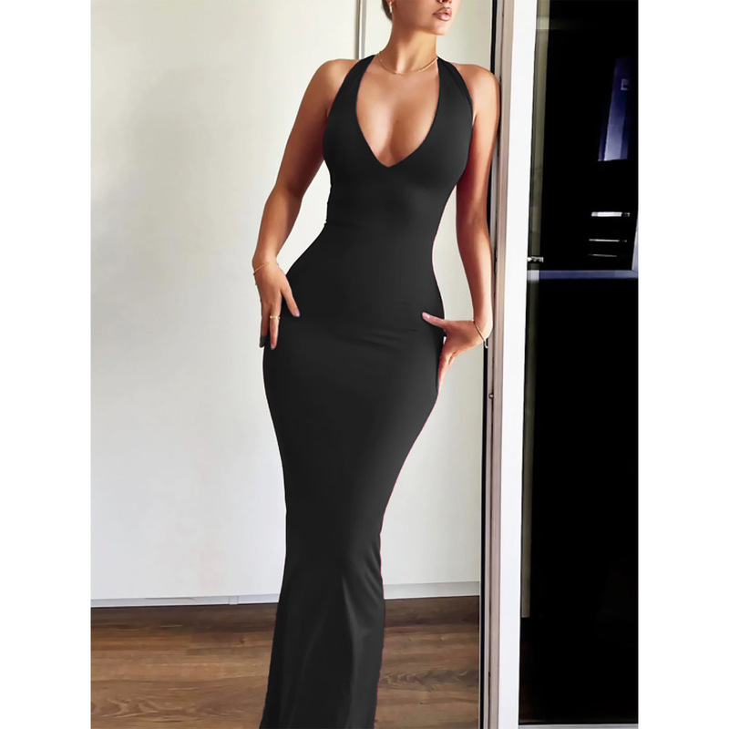 Cross-border Europe and the United States 2025 Spring and Summer Neck Slim Dress Sexy dress Strap Sleeveless Backless Hip Skirt in stock Cross-border Europe and the United States 2025 Spring and Summer Neck Slim Dress Sexy dress Strap Sleeveless Backless Hip Skirt in stock