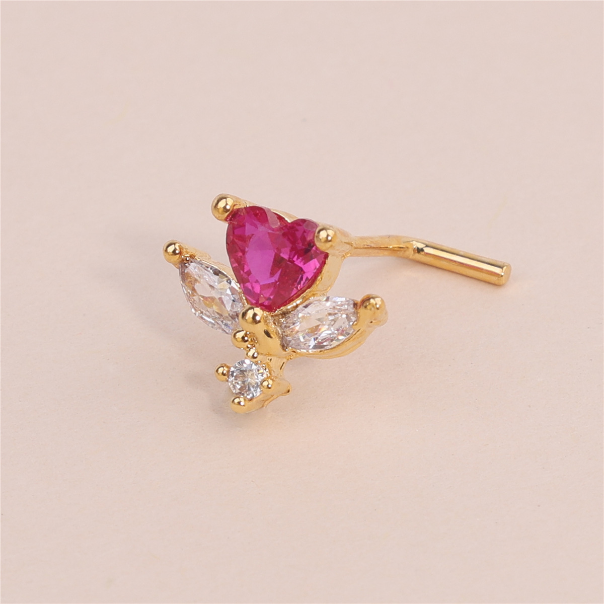 Women's Gender 1 Piece Nose Rings & Studs Vacation Simple Style Heart Shape Flower Copper Inlay Zircon Nose Rings & Studs Nose Pin