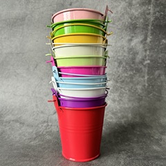 田園風キャンディー色の小さな鉄桶花器家庭装飾鉄皮桶植木鉢口7.5底5.5高さ7.5cm