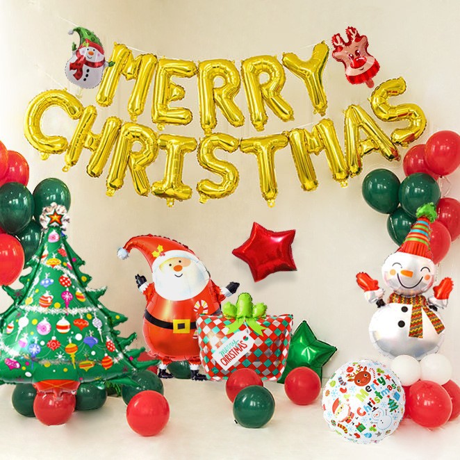 Navidad suministros de decoración de vacaciones globo de película de aluminio de 16 pulgadas FELIZ NAVIDAD carta banner de globo de película de aluminio