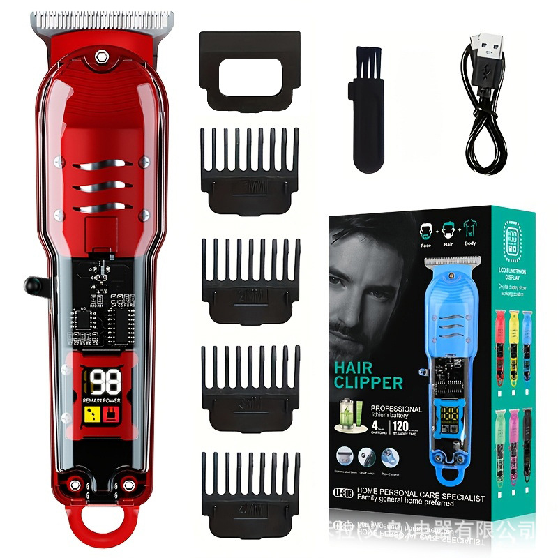 Cortadora de pelo transparente para peluquería, cortadora de pelo especial, barbería profesional, afeitadora eléctrica