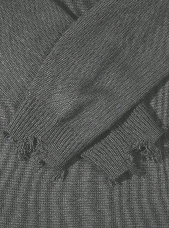 Cross-border retro americano otoño invierno perezoso suéter de cuello redondo para hombres Harajuku bordes de lana sueltos camisetas de punto casuales