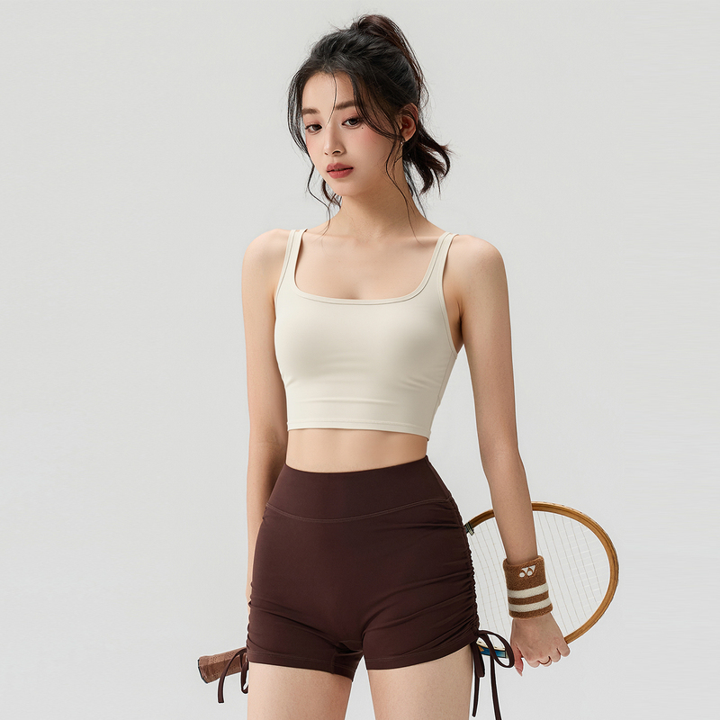 Women's strap sports bra for outerwear, shockproof, push-up, U-shaped yoga wear, beautiful back, high-intensity training fitness bra