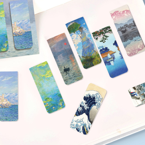 Magnetic bookmark set of 4 creative world famous paintings Monet and Van Gogh retro style literary and art book page clips