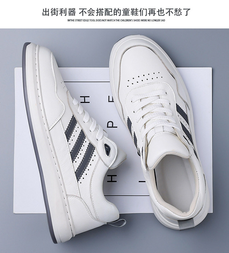 Giày sneaker nam da bò thật đế dày cổ thấp phong cách retro, giày thể thao thường ngày dây buộc — Giày sneaker Q2026 màu trắng, Giày ván Q2026 màu đen chi tiết 16