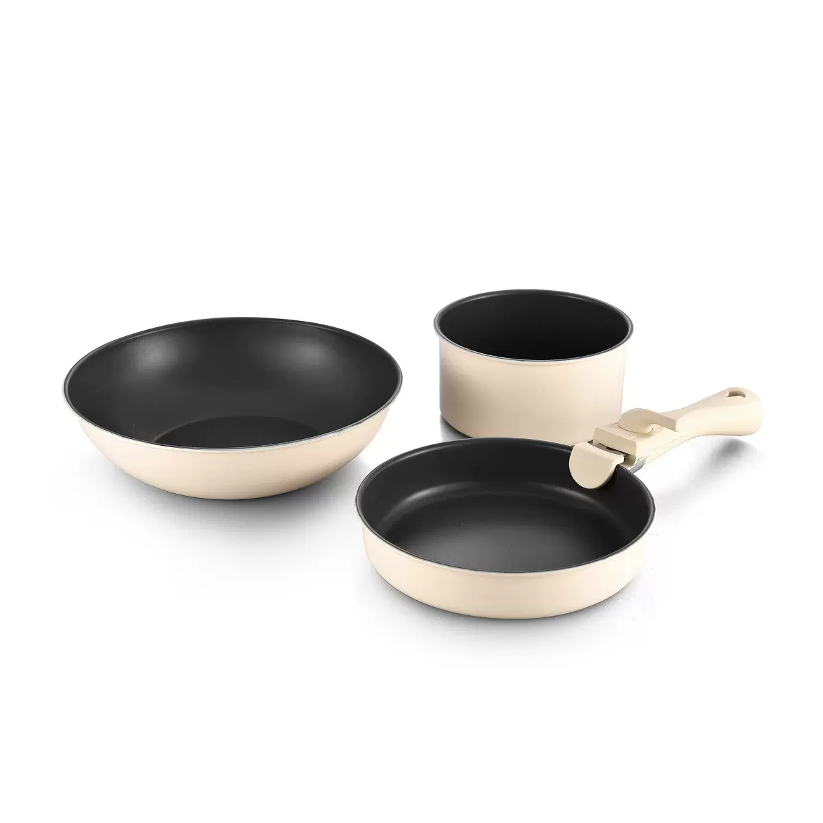 定制可拆卸手柄套装锅麦饭石无烟不粘锅三件套家用一套平底锅锅具