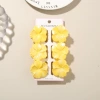 #5 Yellow [Set of 6 with Card] 4cm Pearlescent Hibiscus Flower Style