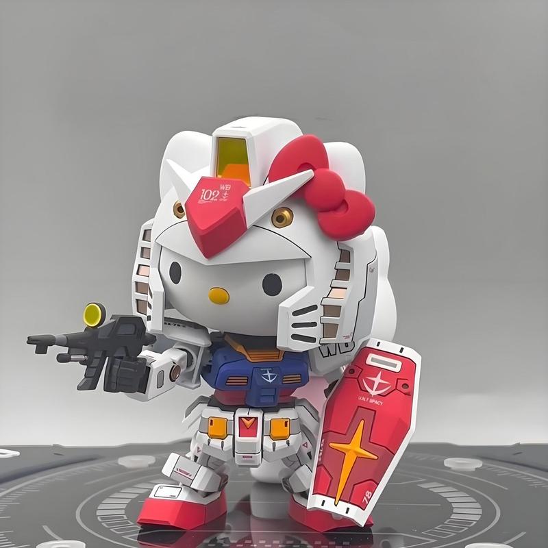网红潮玩新品元祖凯蒂猫联名款Hello Kitty扎古网红高达模型玩具|undefined