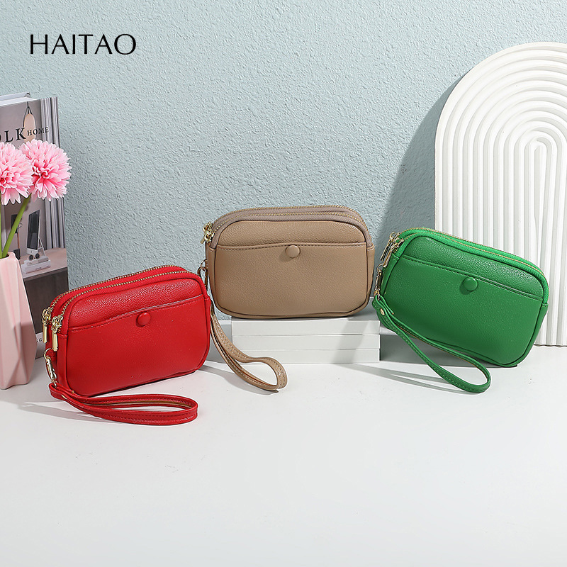 Nuevo monedero con correa de muñeca, bolsa de almacenamiento de monedas de múltiples tarjetas, monedero simple con llavero de gran capacidad