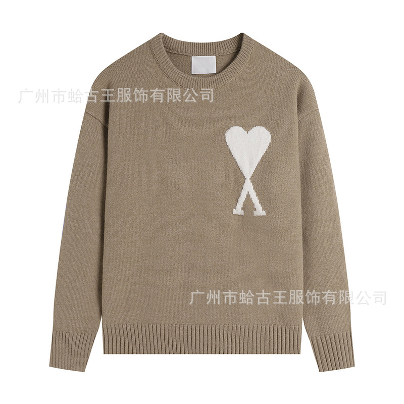 AMI ANCIENT 秋冬新款男女情侣休闲圆领毛衣提花爱心保暖针织上衣|undefined