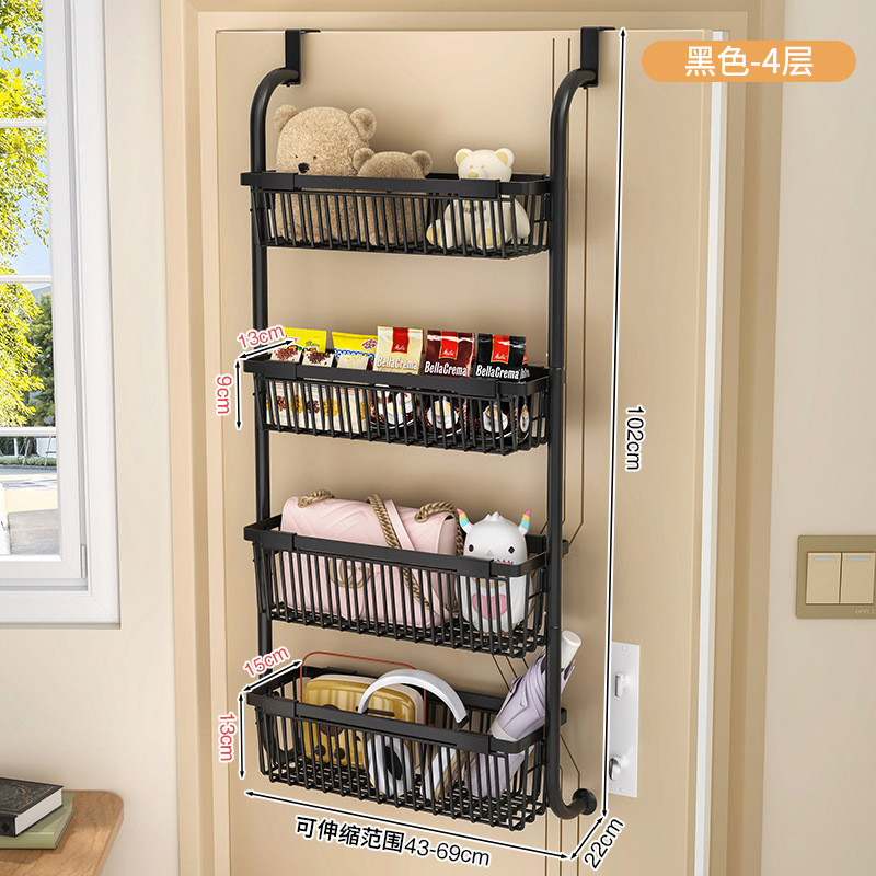 穴を開けないドアの後ろの円管の大きさはかごの棚の多層の収納棚の浴室のドアの後ろの棚の多機能を掛けて整理します。