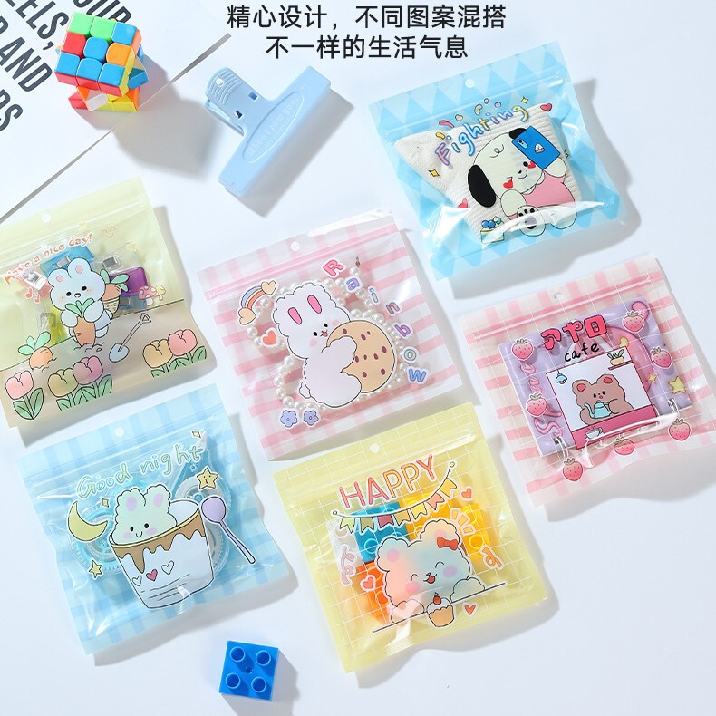 漫画プリントのジップロック式のかわいい動物柄キャンディ・スナック包装袋、子供用小物プラスチック袋、雑貨|undefined