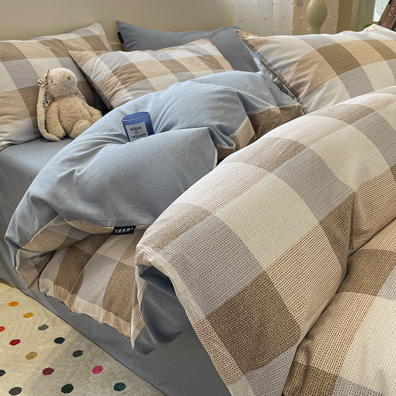 Algodón simple de cuatro piezas de algodón 2025, nueva sábanas cubiertas de ropa de cama dormitorio tres piezas