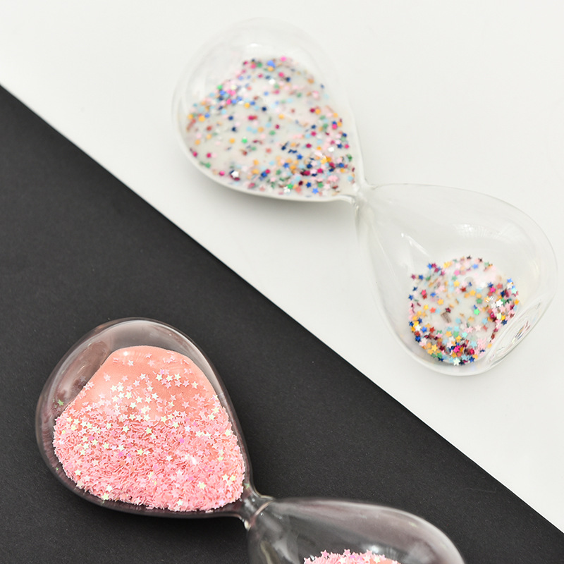 Creativo chica corazón reloj de arena temporizador estrella regalo cumpleaños lentejuelas decoración del hogar fábrica lote