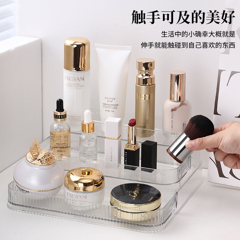 桌面香水置物架梳妆台化妆品收纳盒透明亚克力桌面护肤品置物架|undefined