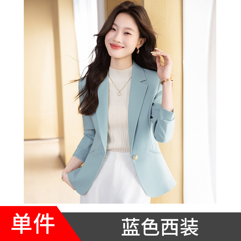 咖啡色休闲西装外套女长袖小个子修身显瘦正肩抗皱小西服上衣秋季|undefined