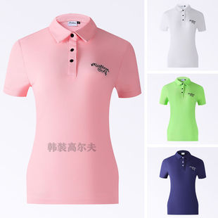 Golf Clothing Ladies Lapel Knitted Top Korean Style Outdoor Sports Easiest for Match Short Sleeve T-Shirt Polo Shirt Solid Color