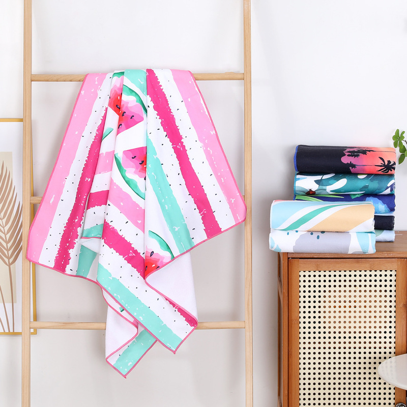 Beach Towel Microfiber Summer Seaside Swimming Vacation Water-Absorbent Quick-Drying Full-Print Heat Transfer Printed Bath Towel Wholesale