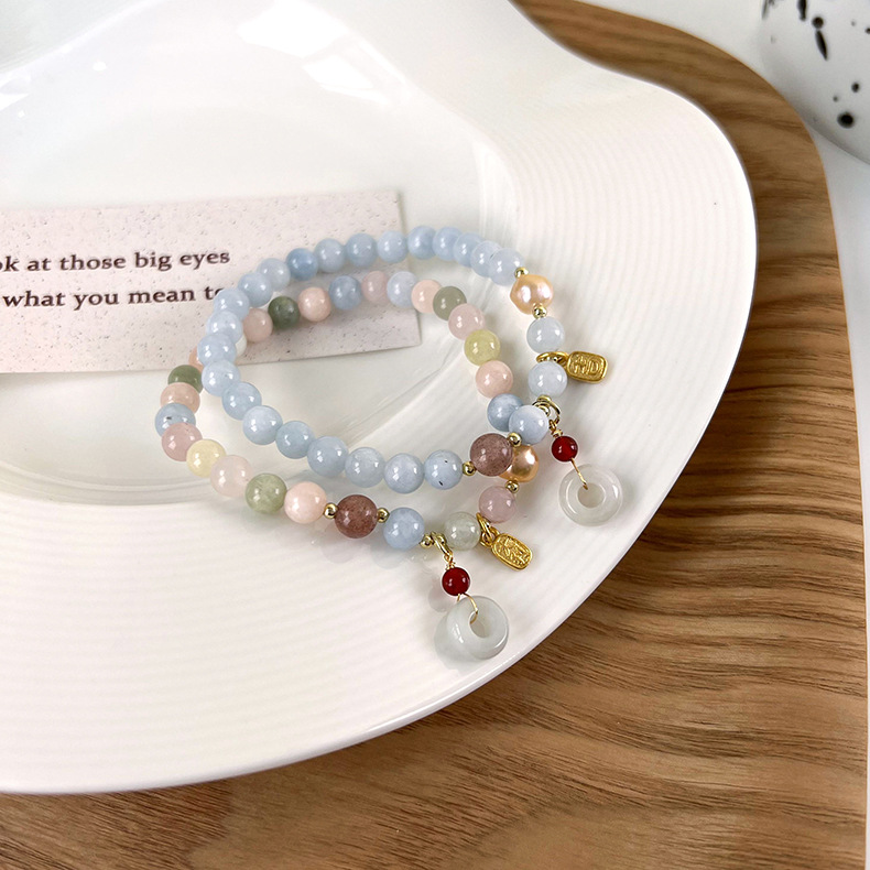 fashion simple retro gold jade crystal stone bracelet