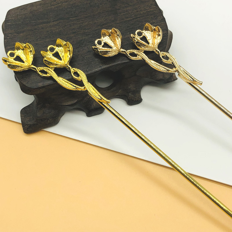 Alloy Flower Flower Hairpin diy Antique Simple Hair Hairpin Hanfu Hair Accessories Girls Hair Crown Accessories