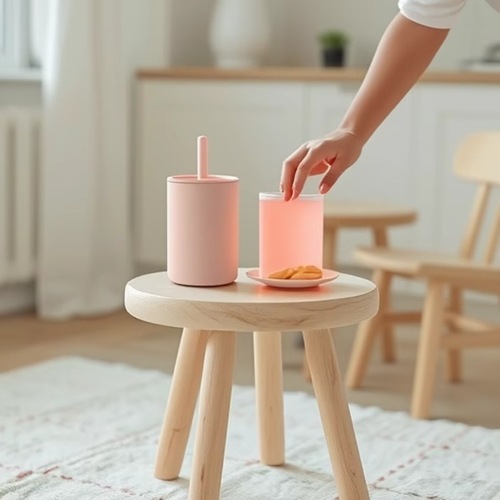 Simple and Straightforward Child-Friendly Food-Grade Silicone Sippy Cup Anti-Fall Children's Water Cup Baby Sippy Cup Convenient to Carry Cover