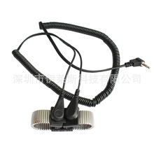 工厂金属防静电双回路手腕带PU线材配10MM扣子防静电手腕带黑色