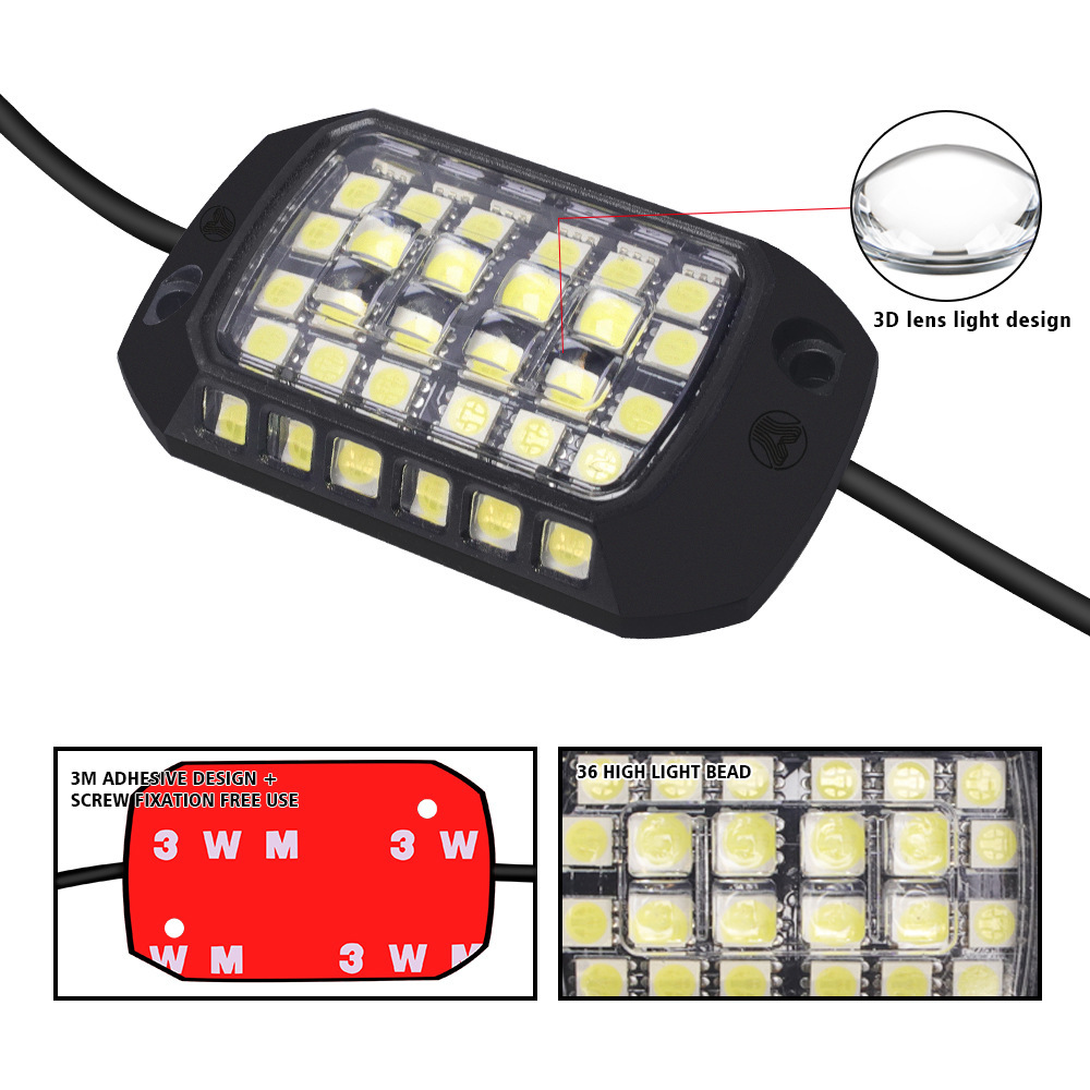 Cross-border off-road vehicle 3D lens single-color chassis light 36 LED beads 5050 motorcycle 12V lens car chassis light