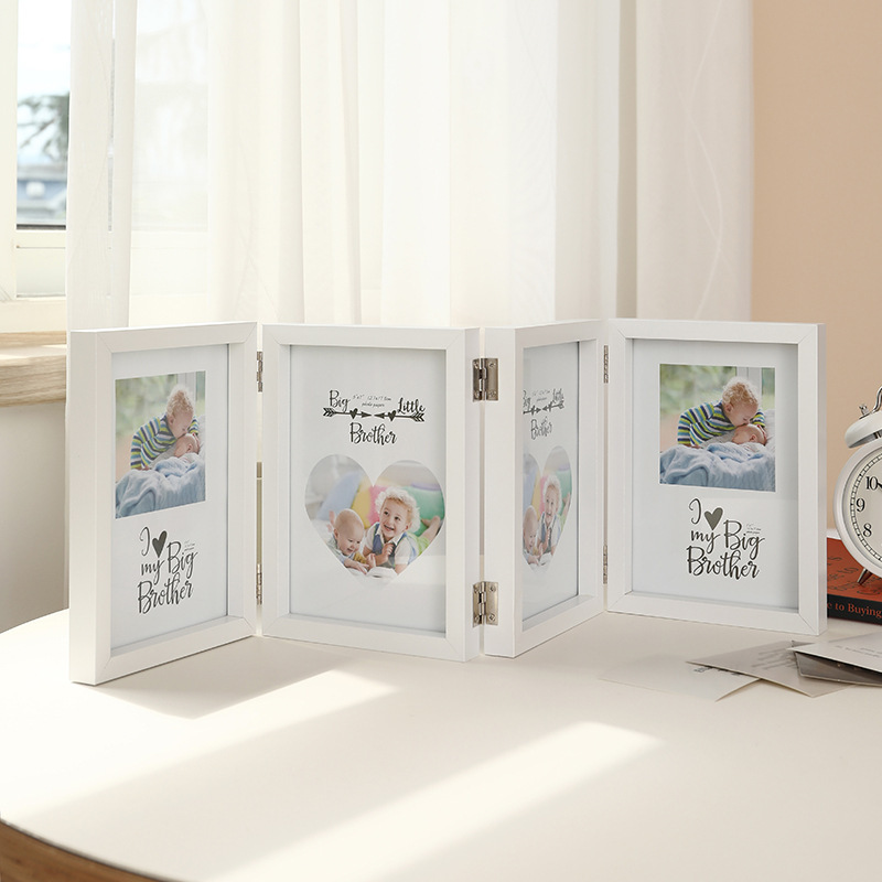 Cross-border combination photo frame wholesale 6 inch 7 inch photo folding Nordic style double folding triple quadruple black and white frame