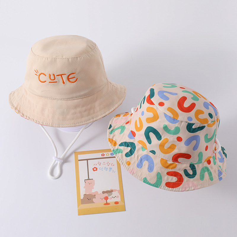 Demi-season double-sided summer thin children's windproof sun hat…