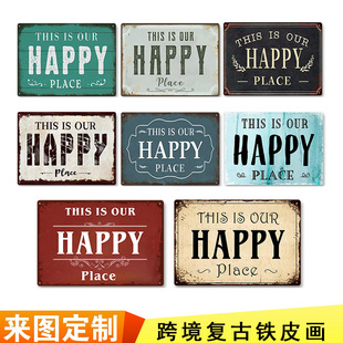 Tin Painting Bar Clothing Store Home Wall Decoration Tin Metal Decor Cross-border Monopoly Decorative Tin Painting