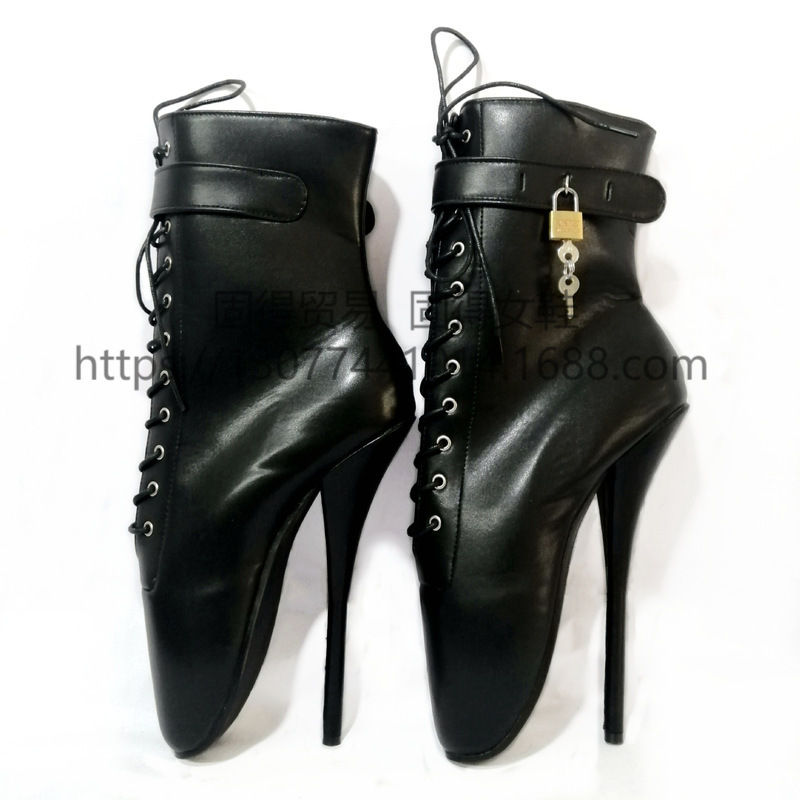 Hot Selling Ballet women's Shoes key belt decoration women's boots Ballet Boot Shoes 18cm stiletto heel