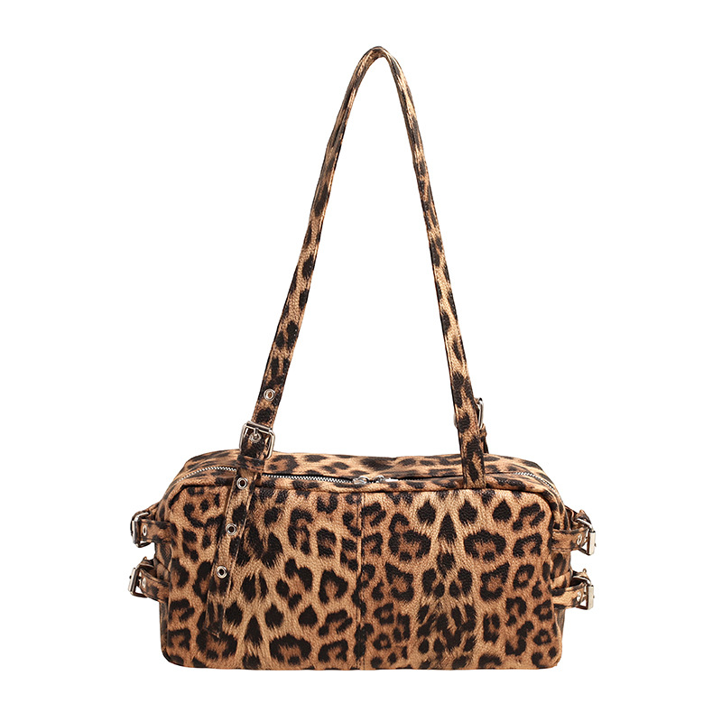 Leopardo transfronterizo tendencia brazo bolsas de almohada de textura casual para mujeres 2025, otoño y invierno nuevo bolso de hombro de aire extranjero