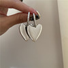 Metal small design earrings heart-shaped heart shaped, double wear, European style, trend of season, bright catchy style