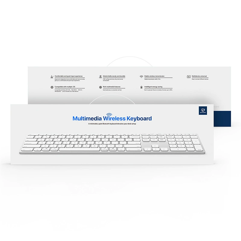 Бесшумная клавиатура, портативная металлическая для ноутбука, Bluetooth