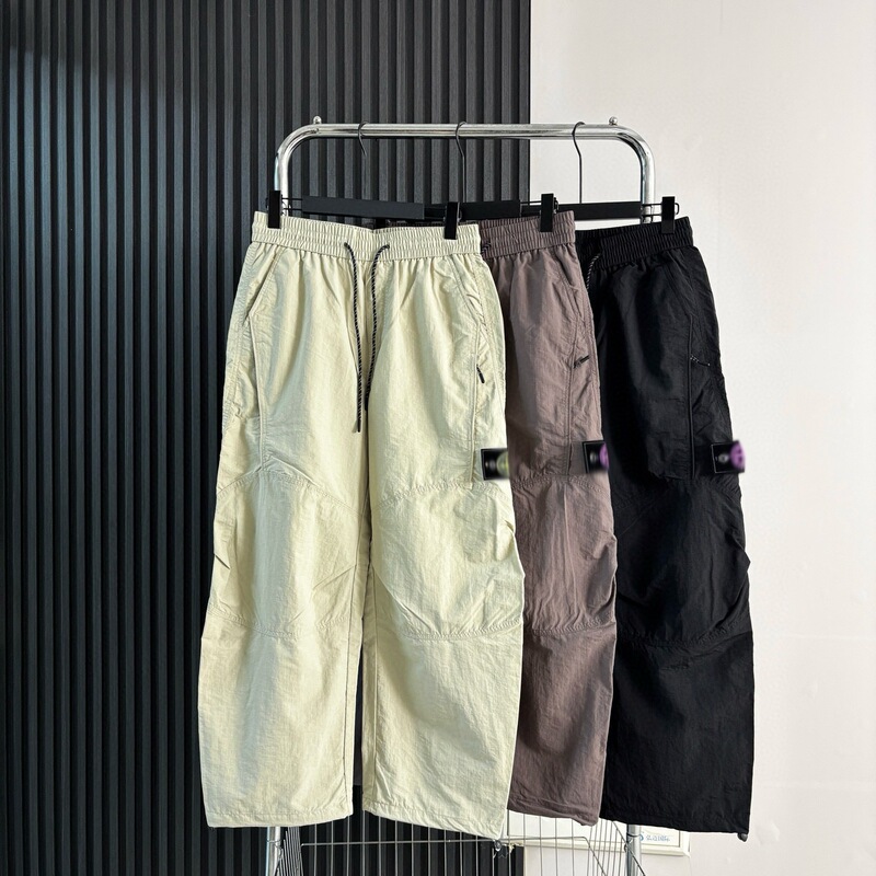 Cross-border STONE solid-color straight-leg curved-cut pants, suitable for spring and autumn, made of quick-drying nylon, casual and loose-fitting long pants for men Cross-border STONE solid-color straight-leg curved-cut pants, suitable for spring and autumn, made of quick-drying nylon, casual and loose-fitting long pants for men