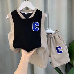 2024 Summer New Stylish Boy's Vest Set: Trendy Korean-Style Cool & Handsome Kids' Clothing That's a Social Media Favorite