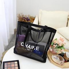 New Korean-style single-shoulder shopping bag with hollow transparent design, suitable for beach, swimming, fitness, and yoga, customizable