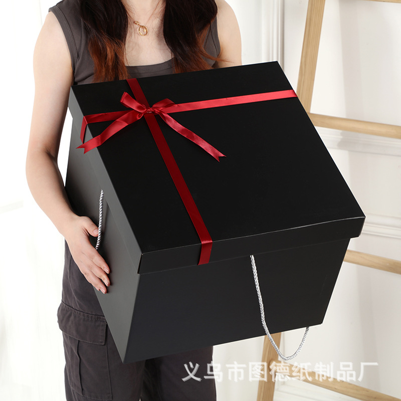 Extra Large Gift Box Black Bow Gift Box Oversized Gift Box Empty Box Birthday Ritual Gift Box