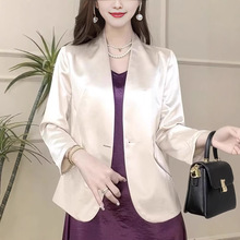 2025气质醋酸西装外套女时尚百搭一粒扣修身显瘦小西服上衣女薄款